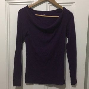 Three dot purple cowl neck blouse